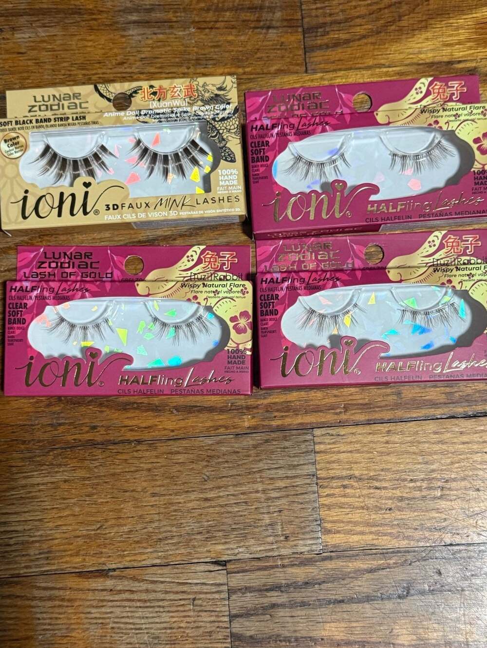 Lot of 4 Ioni Lunar Zodiac Eyelashes Faux Mink Halfling and Strip Lashes